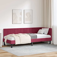vidaXL Hörn Sängram med huvudgavel Vinröd 80 x 200 cm Sammet