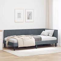 vidaXL Hörn Sängram med huvudgavel Mörkgrå 90 x 190 cm Sammet