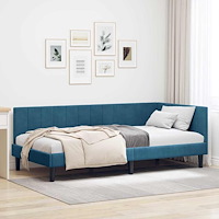 vidaXL Hörn Sängram med huvudgavel Blå 90 x 200 cm Sammet