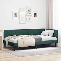 vidaXL Hörn Sängram med huvudgavel Mörkgrön 90 x 200 cm Sammet