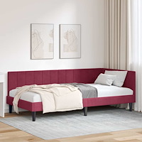 vidaXL Hörn Sängram med huvudgavel Vinröd 100 x 200 cm Sammet