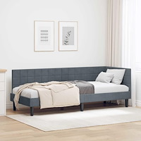 vidaXL Hörn Sängram med huvudgavel Mörkgrå 80 x 200 cm Sammet