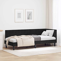 vidaXL Hörn Sängram med huvudgavel Svart 80 x 200 cm Sammet