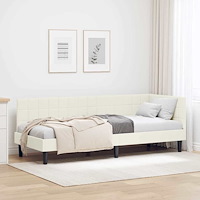 vidaXL Hörn Sängram med huvudgavel Kräm 80 x 200 cm Sammet