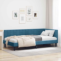 vidaXL Hörn Sängram med huvudgavel Blå 90 x 200 cm Sammet