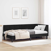vidaXL Hörn Sängram med huvudgavel Svart 90 x 200 cm Sammet