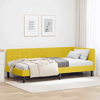vidaXL Hörn Sängram med huvudgavel Gul 100 x 200 cm Sammet