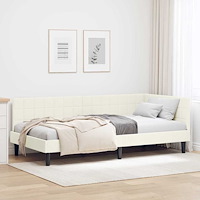 vidaXL Hörn Sängram med huvudgavel Kräm 100 x 200 cm Sammet