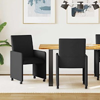vidaXL Matstol med kudde med hjul 2 pcs Svart 57 x 66 x 94 cm tyg