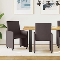 vidaXL Matstol med kudde med hjul 2 pcs Mörkbrun 57 x 66 x 94 cm tyg