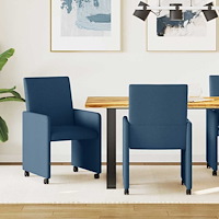 vidaXL Matstol med kudde med hjul 2 pcs Blå 57 x 66 x 94 cm tyg