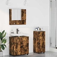 vidaXL Badrumsmöbelset med låda 3 pcs Rökfärgad ek 61 x 35 x 64 cm