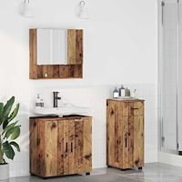 vidaXL Badrumsmöbelset med låda 3 pcs Gammalt trä 61 x 35 x 64 cm