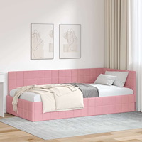 vidaXL Hörn Sängram med huvudgavel Rosa 90 x 190 cm Sammet