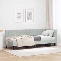 vidaXL Hörn Sängram med huvudgavel Ljusgrå 80 x 200 cm Sammet
