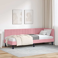vidaXL Hörn Sängram med huvudgavel Rosa 80 x 200 cm Sammet