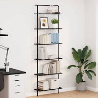 vidaXL Hyllsystem Svart ek 60 x 24 x 203 cm Konstruerat trä