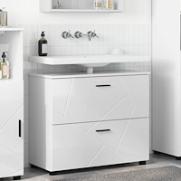 vidaXL Badrumsskåp Vit högglans 76.5 x 35 x 64 cm Konstruerat trä