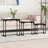 vidaXL Nesting Kaffe Bord 3 pcs Svart ek 50.5 x 35 x 53 cm