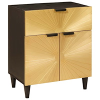 vidaXL Sängbord Svart och Guld 50 x 33 x 60 cm massivt mangoträ