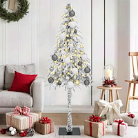 vidaXL Julgran med dekorativa strängljus Vit 150 cm PE