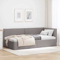 vidaXL Hörn Sängram med huvudgavel Taupe 80 x 200 cm tyg