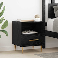 vidaXL Sängbord med låda 2 pcs Svart 40 x 35 x 47.5 cm Konstruerat trä
