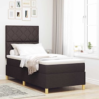 vidaXL Bäddfjäder med madrass med huvudgavel Mörkbrun 90 x 190 cm tyg