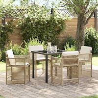 vidaXL Trädgårdsmöbelset 5 pcs Beige konstrotting