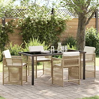 vidaXL Trädgårdsmöbelset 5 pcs Beige konstrotting