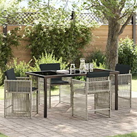 vidaXL Trädgårdsmöbelset 5 pcs Ljusgrå konstrotting