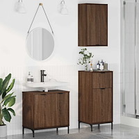 vidaXL Badrumsmöbelset 3 pcs brun ek 39,5 x 36 x 88 cm Konstruerat trä