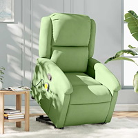 vidaXL Massagefåtölj med uppresningshjälp ljusgrön sammet