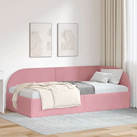 vidaXL Hörn Sängram med huvudgavel Rosa 90 x 200 cm Sammet