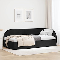 vidaXL Hörn Sängram med huvudgavel Svart 90 x 200 cm Sammet