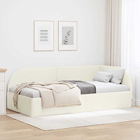 vidaXL Hörn Sängram med huvudgavel Kräm 90 x 200 cm Sammet
