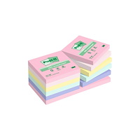 Post-it Post-it Recycled Notes 76mmx76mm 100ark/blk 12blk/pak assort...