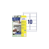 AVERY Avery L4744REV-10, 96 x 50,8 mm, A4, utan lack, vit Vit 327x...