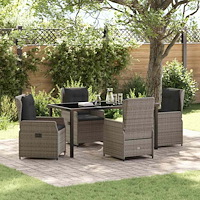 vidaXL Trädgårdsmöbelset 5 pcs Grå konstrotting