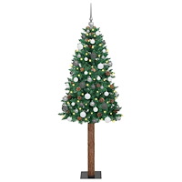 vidaXL Smal julgran med 300 LED-lampor Grön 210 cm PVC och solid furu