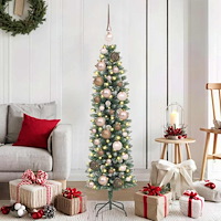 vidaXL Konstgjort smalt julträd Grön 120 cm PVC och Metall och Plast