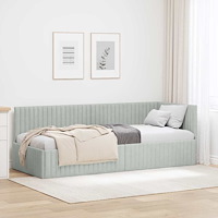 vidaXL Hörn Sängram med huvudgavel Ljusgrå 80 x 200 cm Sammet