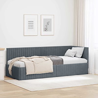 vidaXL Hörn Sängram med huvudgavel Mörkgrå 80 x 200 cm Sammet