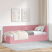 vidaXL Hörn Sängram med huvudgavel Rosa 80 x 200 cm Sammet