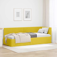 vidaXL Hörn Sängram med huvudgavel Gul 80 x 200 cm Sammet