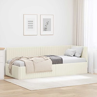 vidaXL Hörn Sängram med huvudgavel Kräm 80 x 200 cm Sammet