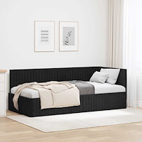vidaXL Hörn Sängram med huvudgavel Svart 90 x 190 cm Sammet