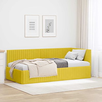 vidaXL Hörn Sängram med huvudgavel Gul 90 x 200 cm Sammet