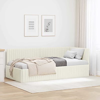 vidaXL Hörn Sängram med huvudgavel Kräm 90 x 200 cm Sammet