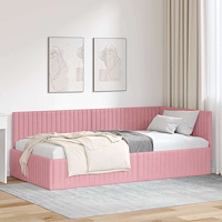 vidaXL Hörn Sängram med huvudgavel Rosa 100 x 200 cm Sammet